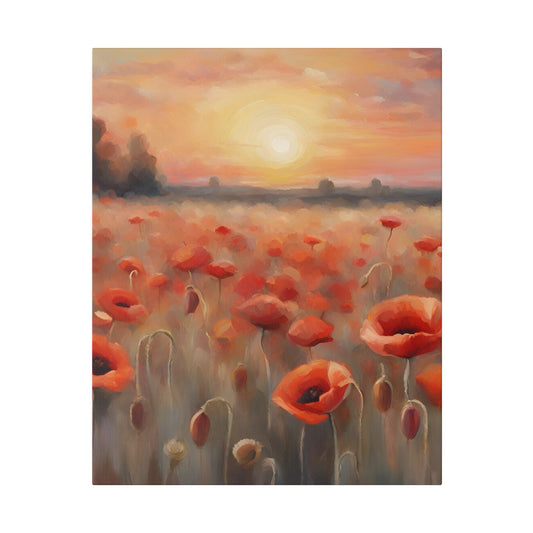 Poppy Flowers Field on Canvas, Printed Digital Art, Housewarming Gift, Hostess Gift