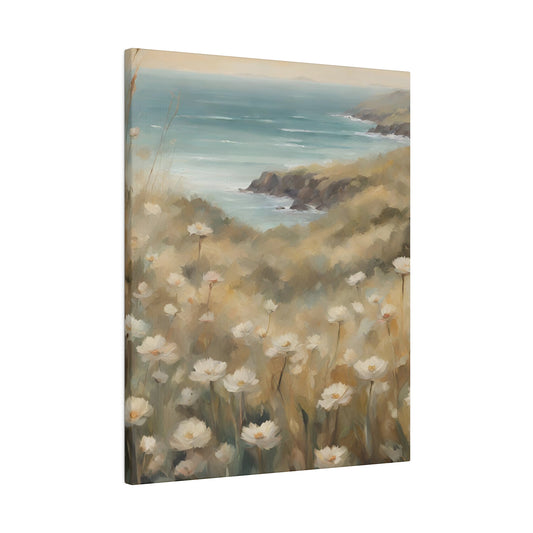 Pastel Colors  Flowers on Canva, Digital Art,  Summer Sea View,  Vintage Oil Painting on Canva, Housewarming Gift, Gift for Hostess