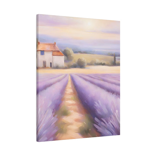 French Provence Landscape, Printed Vintage Oil Painting Lavender Landscape on Canva, Art Gift, Digital Paintings.