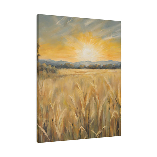 Sunrise in the Wheat Field  Landscape on Canva, Digital Art, Modern Home Decor, Vintage Oil Painting on Canva, Housewarming Gift, Gift for Hostess