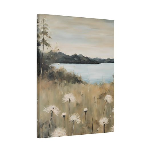 Digital Wall Art, Mountain Lake Oil Painting on Canva, Gift for Nature Lovers, Mother's Day Gift, Best Gift for Grandmother